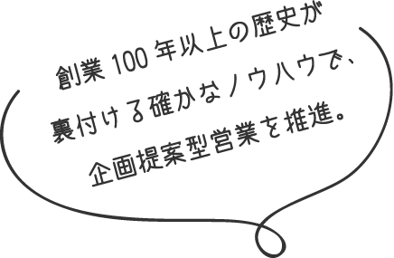 創業100年以上の歴史が裏付ける確かなノウハウで、企画提案型営業を推進。