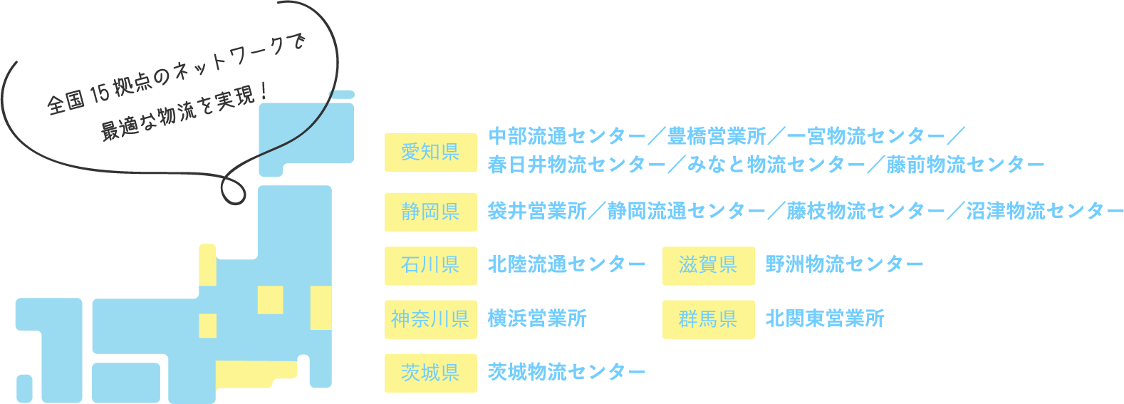 全国15拠点のネットワークで最適な物流を実現！